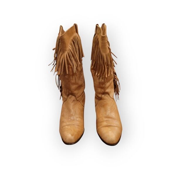 Dingo length 10" boots with 2 inch heel, fringed boots.  Genuine leather i - Picture 3 of 12